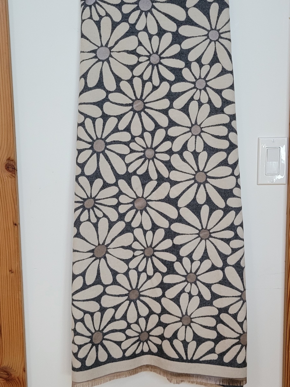 Bloom Wrap - Grey/Black & Cream Floral Pattern Scarf - Picture 2 of 6
